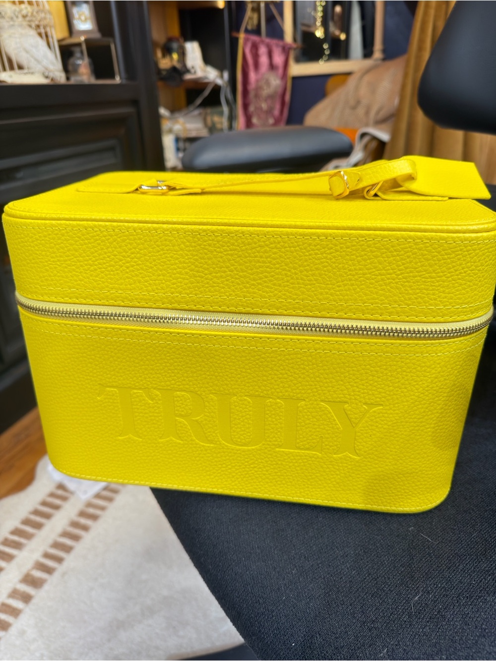TRULY Yellow Textured Cosmetic Train Case